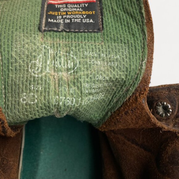 Justin Boots Leather Kiltie Roper Work Biker Western Cowboy Combat Men's 8 D - Picture 12 of 16